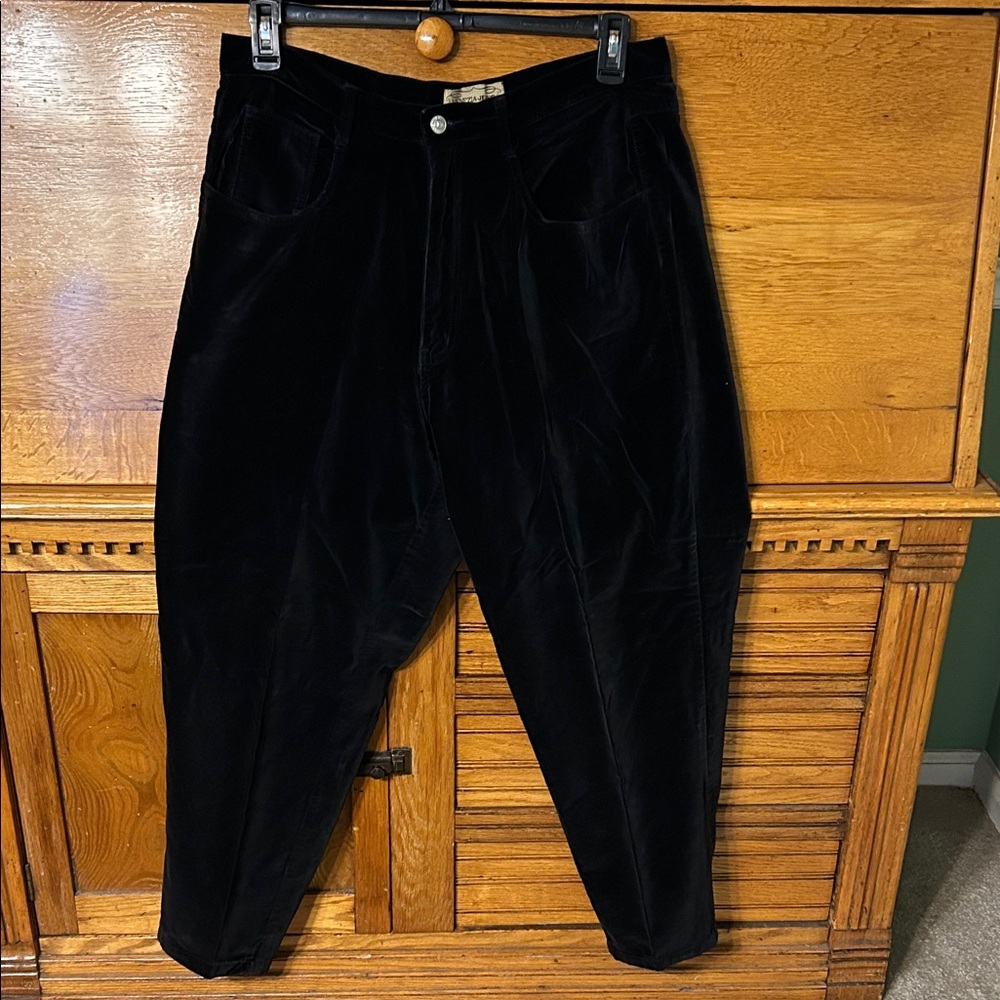 Venezia Black Velour Trouser Pants